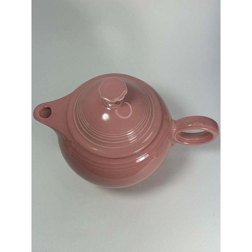 Fiesta Ware Rose Pink Teapot ROUND CIRCLE HANDLE - Picture 3 of 13